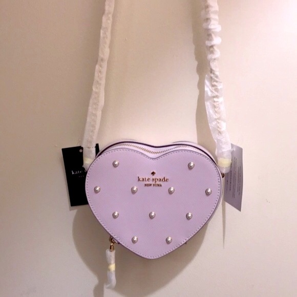 Kate Spade Studded Pearls Love Shack Heart Crossbody & Faux Pearl Cardholder NWT - Picture 11 of 12